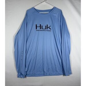 Huk Fishing Long Sleeve Shirt Mens 3XL Blue Top Performance Outdoor Logo